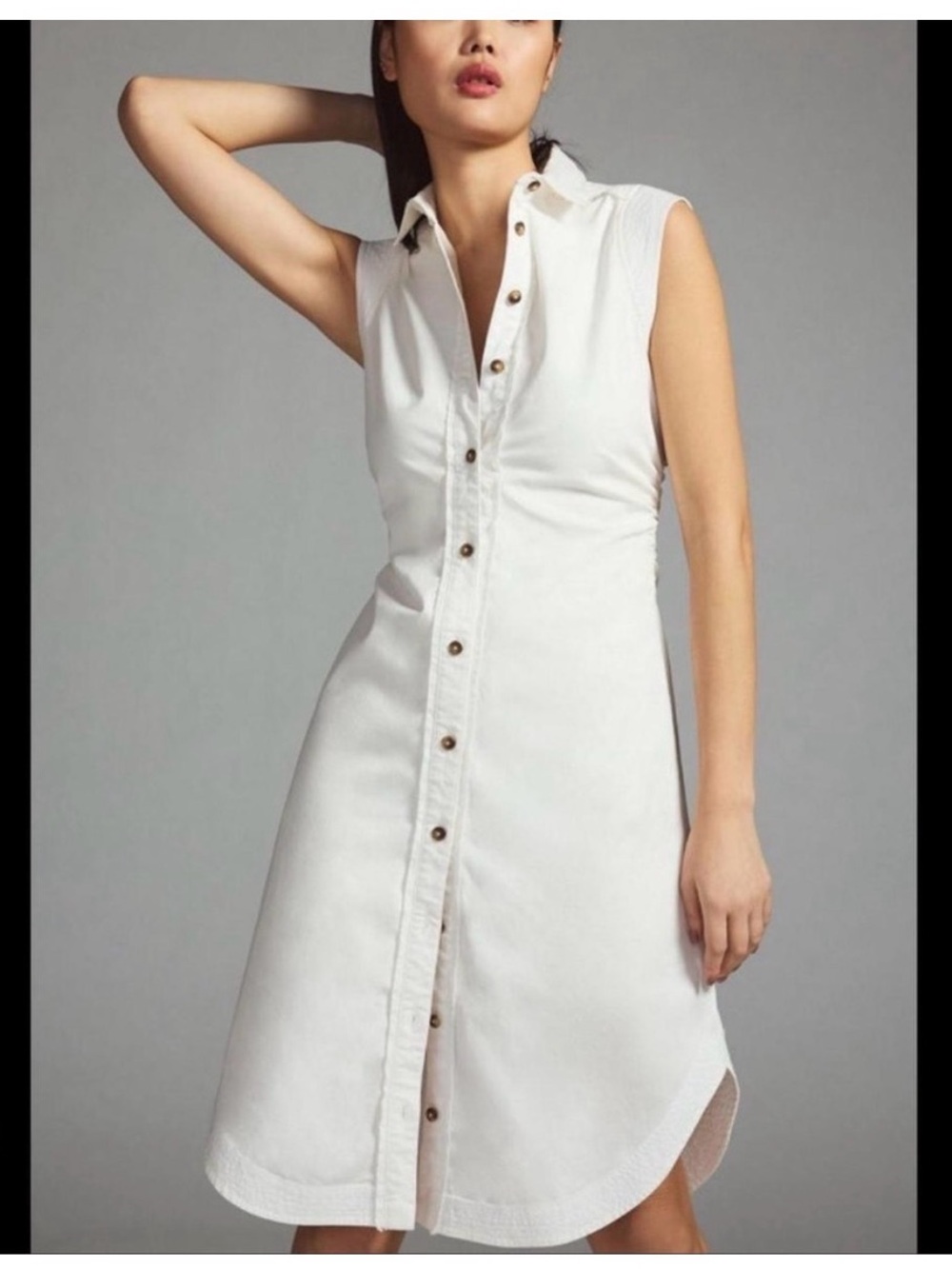 Anthropologie Pilcro white button front dress size 6